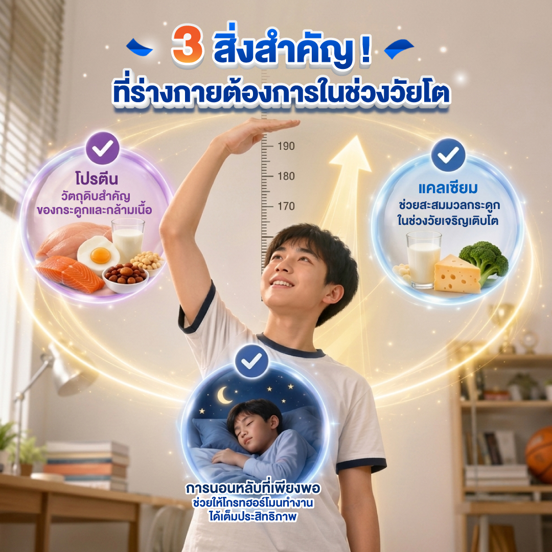 Cal-D Protein Shake 3 สิ่งสำคัญ 3 สิ่งสำคัญที่ร่างกายต้องการในช่วงวัยโต โปรตีน แคลเซียม การนอนหลับ