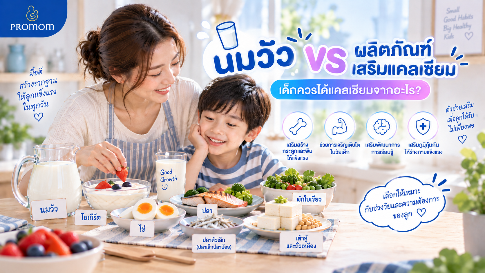 นมวัว vs ผลิตภัณฑ์เสริมแคลเซียม เด็กควรได้แคลเซียมจากอะไร?